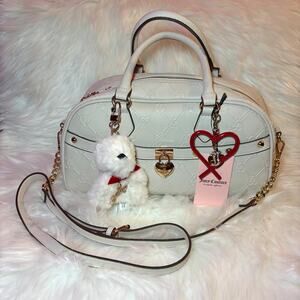 NWT Juicy Couture Holiday In Juicy Dome Satchel Crystal White